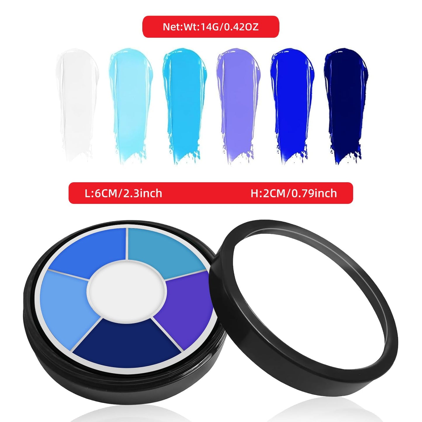 Vibrant 6 Colors Blue Face Body Paint Palette, Professional, Washable Formula Painting for Halloween, Cosplay & SFX Makeup, Dress Up Party Beauty & Personal Care Js2U ZW