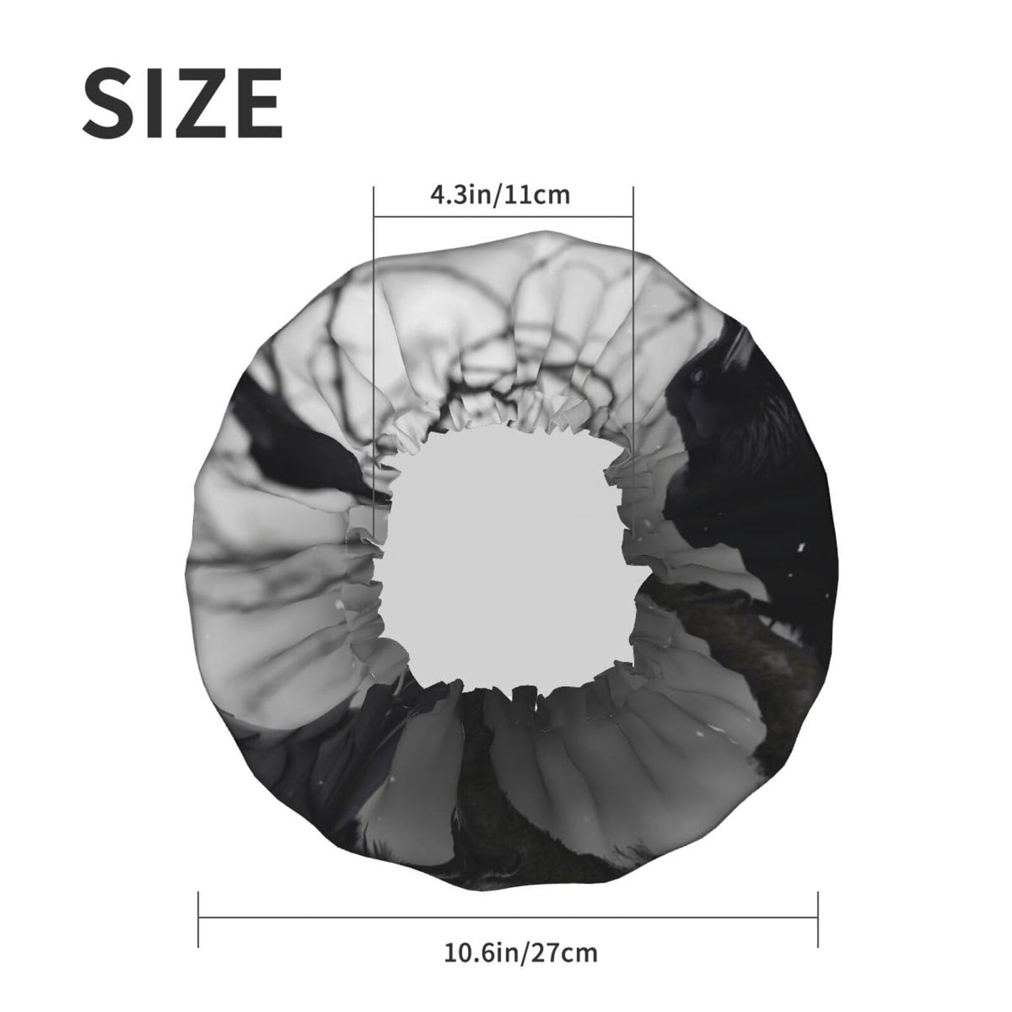 Crow Birds Shower Cap for Women Men Large Reusable Shower Bonnet Double-Layer Waterproof Bath Caps Elastic Band Hair Hat for All Hairstyles Beauty and Personal Care BWLHJKE