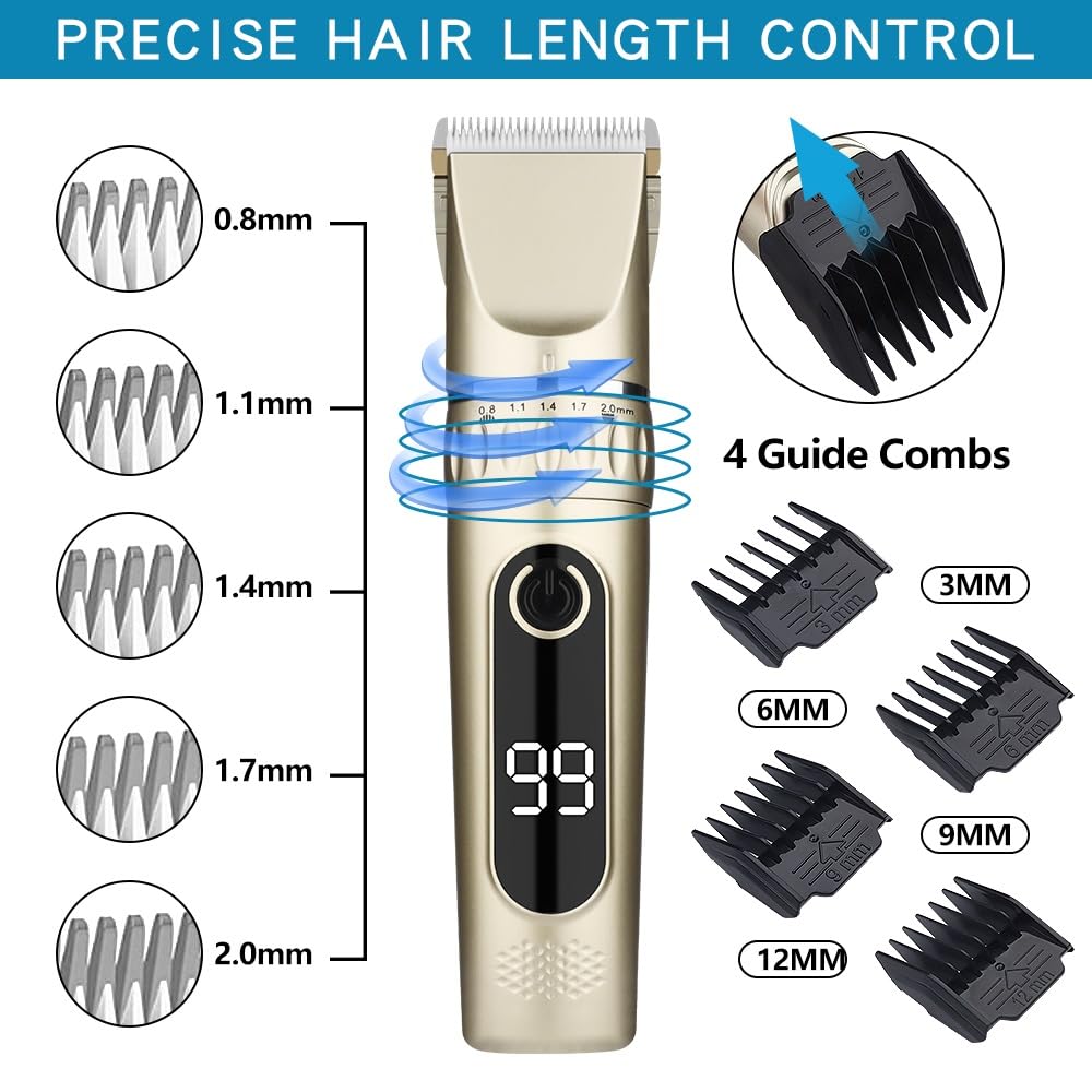 GLESVOWIO Pro Hair Clipper Professional Cordless Electric Clippers for Men(Black) Beauty and Personal Care GLESVOWIO