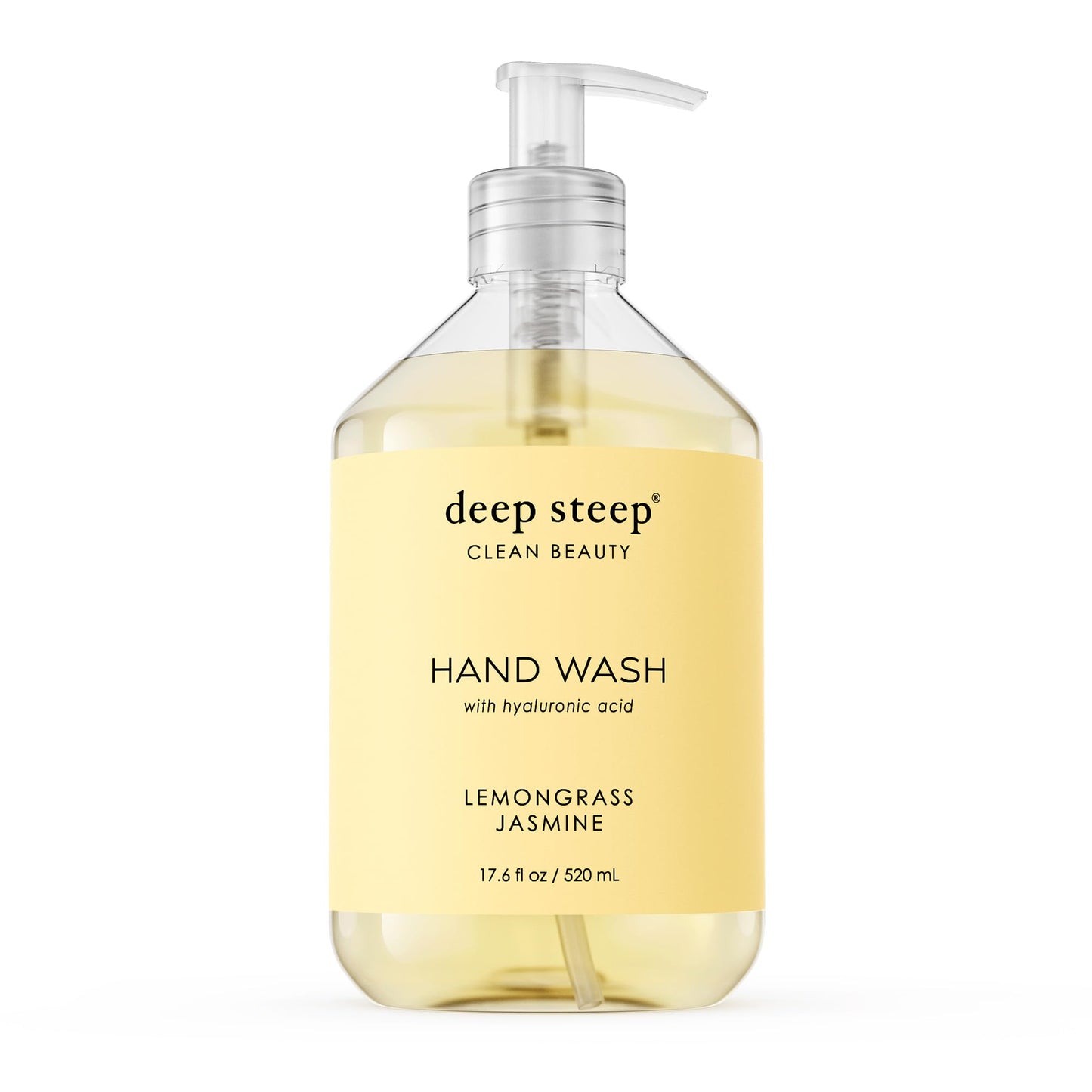 Deep Steep Liquid Hand Wash, Lemongrass Jasmine, 17.6 oz - Moisturizing Cleanser with Olive Oil, Aloe Vera, Glycerin & Hyaluronic Acid - Vegan, Clean Beauty & Personal Care Deep Steep