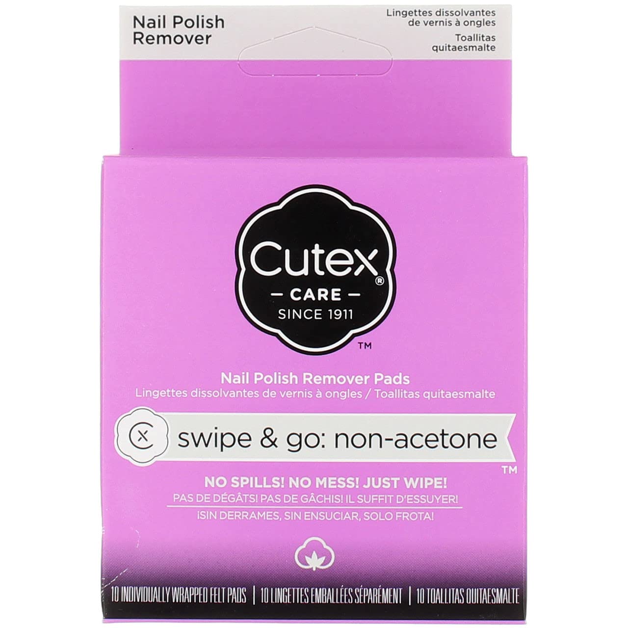 Cutex Care Swipe & Go Non-Acetone Nail Polish Remover Pads 10ct Beauty & Personal Care REVLON