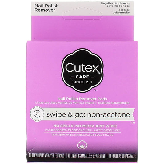 Cutex Care Swipe & Go Non-Acetone Nail Polish Remover Pads 10ct Beauty & Personal Care REVLON