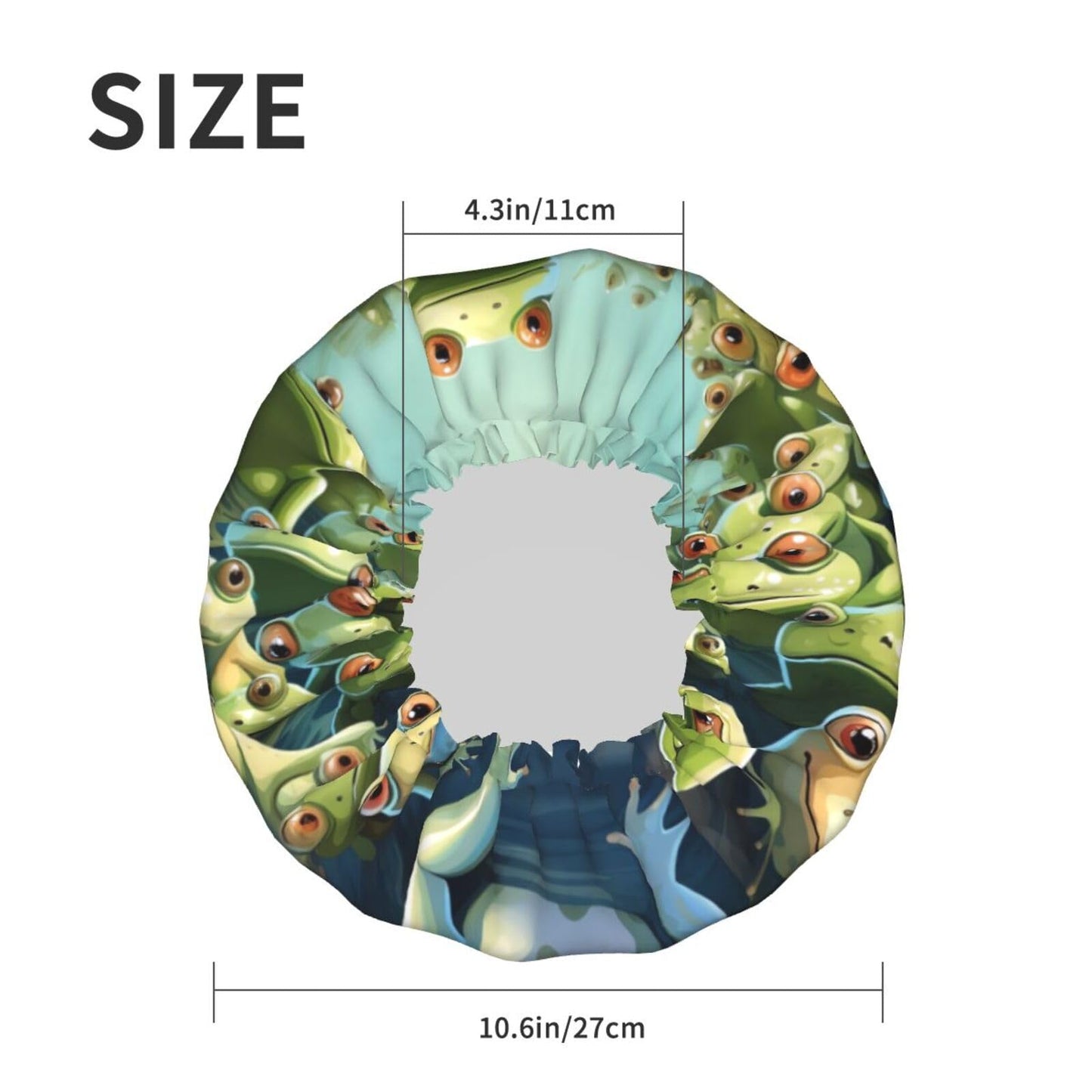 lots of frogs Shower Cap for Women Men Large Reusable Shower Bonnet Double-Layer Waterproof Bath Caps Elastic Band Hair Hat for All Hairstyles Beauty and Personal Care BWLHJKE