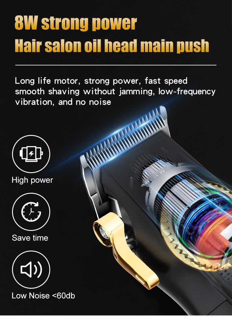 QDKVTNDJZ Professional Hair Clippers/Trimmers Set for Men, Cordless Rechargeable Electric Haircutting Tool with 8W Powerful Motor,Oil Head Carving Beauty and Personal Care QDKVTNDJZ
