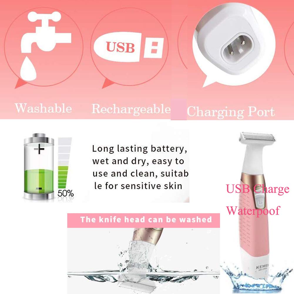 Electric Shaver Trimmer for Women Full Body,Painless Lady Wet & Dry Electric Bikini Line Trimmer Body Hair Remover for Leg Underarm Eyebrow Public,USB Beauty & Personal Care Suparleny