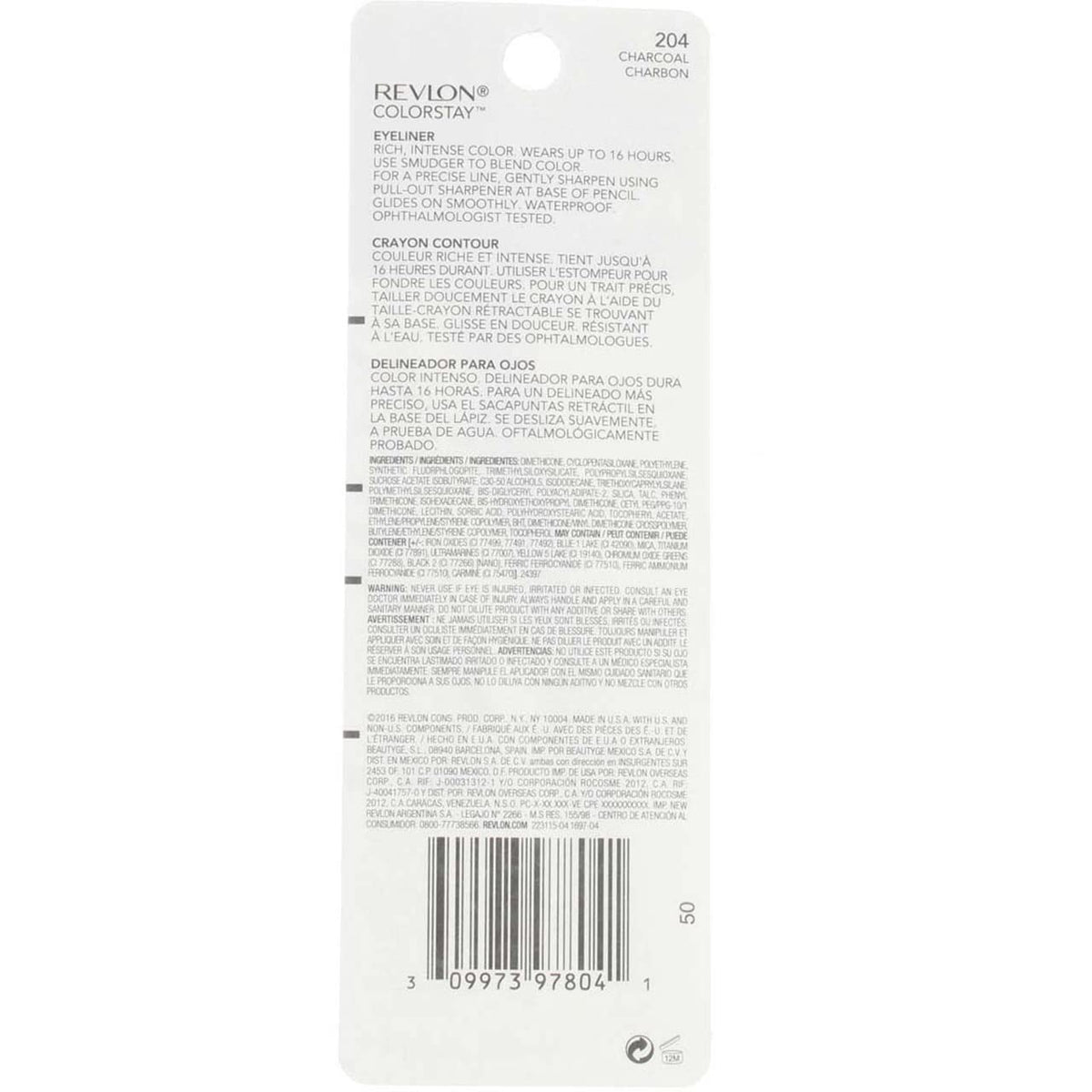 Revlon ColorStay Eyeliner Pencil, Charcoal [204], 0.01 oz (Pack of 4) Beauty & Personal Care REVLON