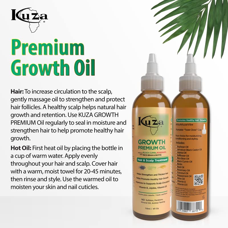 Premium Growth Oil W/Black Cumin & Rosemary 4 Oz. (Pack Of 2) Beauty & Personal Care Kuza