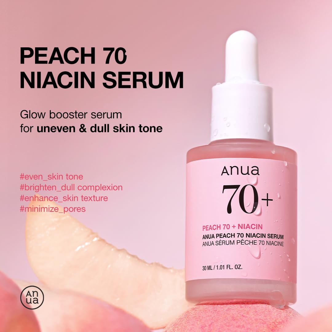 Anua Peach 70 Niacinamide Serum, Daily Glow Serum For Face, Skin Tone & Dullness Care with Vitamin B12, Lightweight, Hydrating For Glass Skin Effect Beauty & Personal Care ANUA