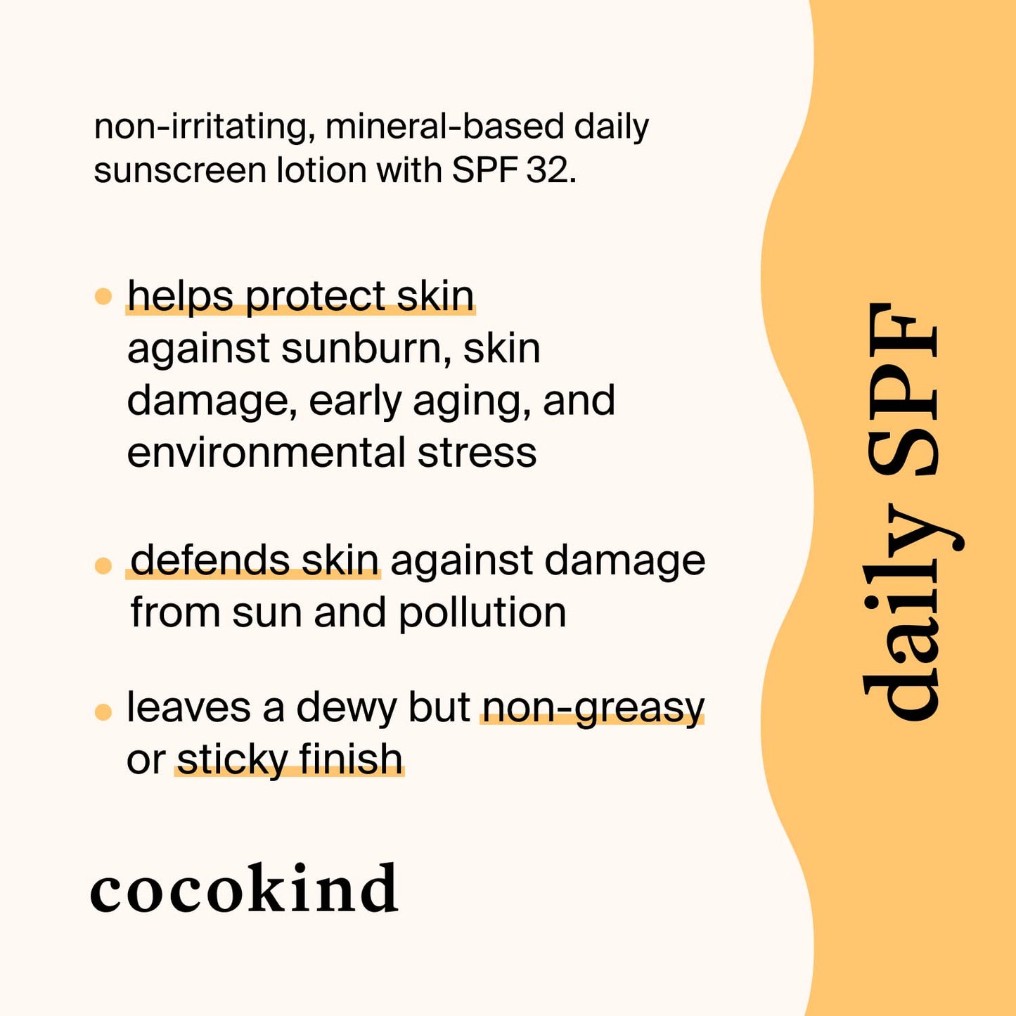 Cocokind Daily SPF, Mineral Face Sunscreen with Zinc Oxide, SPF 32, Reef Safe, Unscented, All Skin Types, Non-Toxic, Cruelty Free, 1.7 fl oz Beauty & Personal Care Cocokind