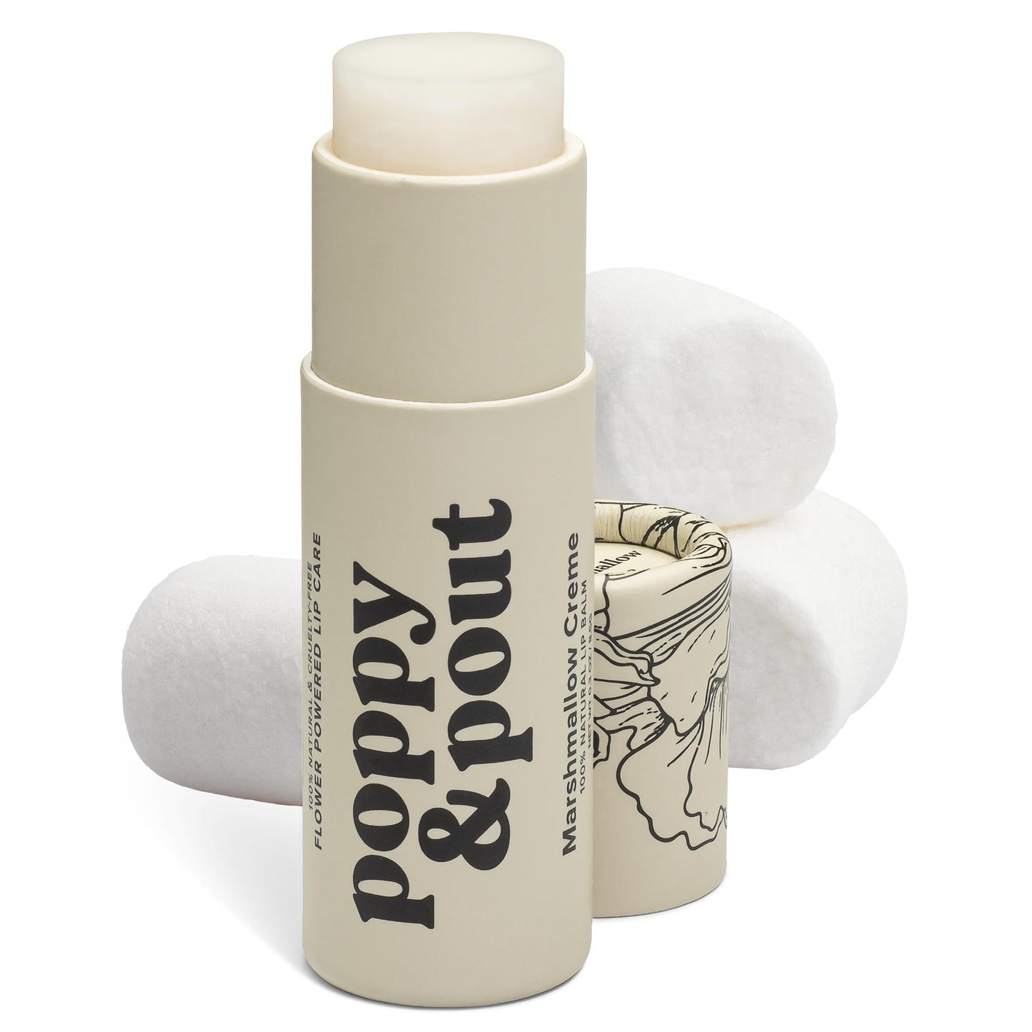 Poppy & Pout Marshmallow Creme Jumbo Lip Balm | All Natural Lip Balms & Moisturizers | Hydrates with Beeswax, Vitamin E, Organic Coconut Oil | Beauty & Personal Care Poppy & Pout