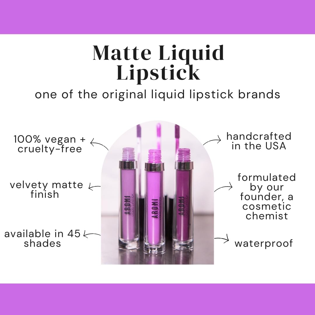 Aromi Matte Liquid Lipstick | Lilac Lip Color for Women, Pastel Purple Pink Shade, Bright Lavender, Long-lasting, Vegan (Pink Periwinkle) Beauty & Personal Care Aromi