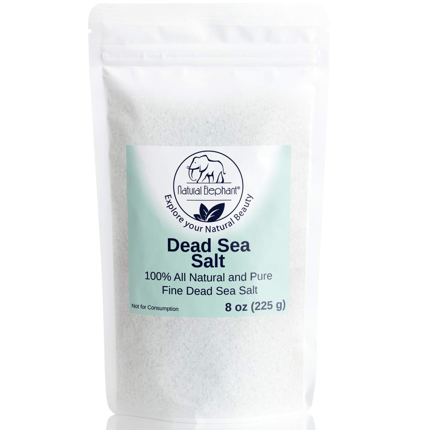 Natural Elephant Dead Sea Bath Salt - 8oz Travel Size - 100% Natural and Pure - Fine Grain - Ideal for Baths and Soaks Beauty and Personal Care Natural Elephant