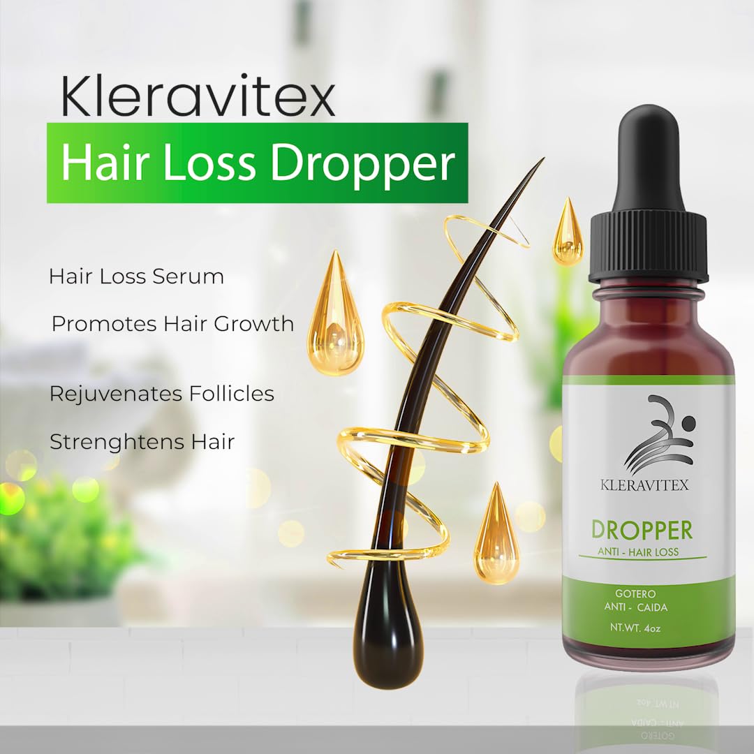 Kleravitex Anti-Hair Loss Dropper - Natural Hair Growth Serum For Thinning Hair, Baldness & Dandruff - Nourishing Hair Scalp Treatment Lotion -