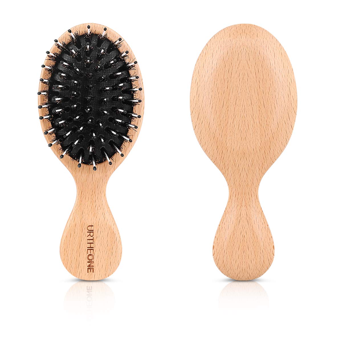 URTHEONE Mini Boar Bristle Hair Brush Small Travel Pocket brush for Women