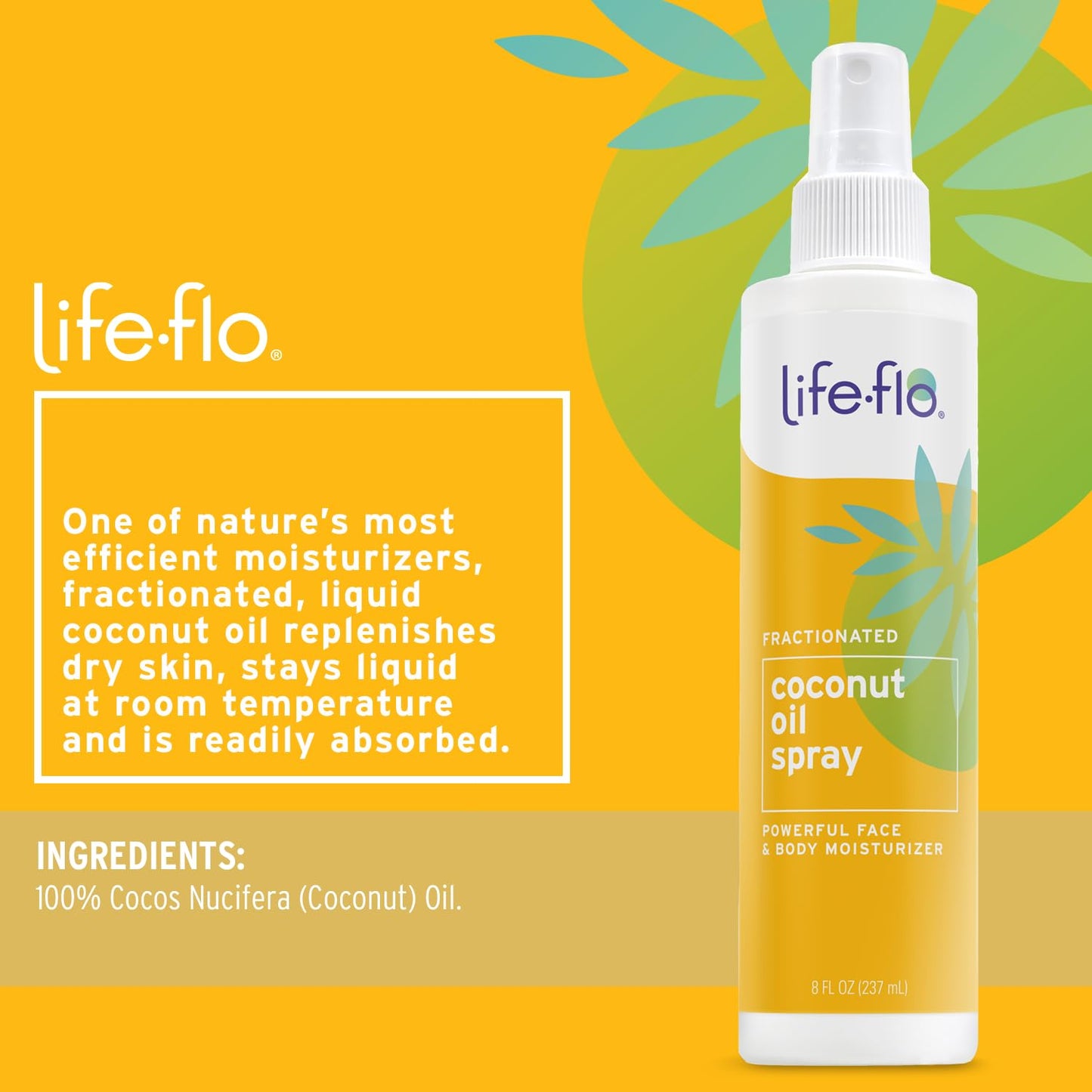 Life-Flo Fractionated Coconut Oil Spray - Liquid Coconut Oil for Skin, Hair and Nails, Lightweight Face Oil, Body Moisturizer, Cuticle Oil Beauty & Personal Care Life-Flo