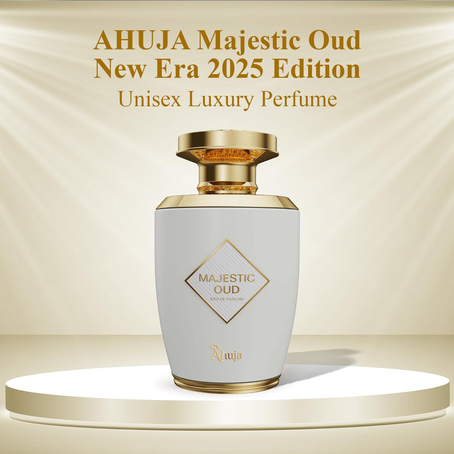 AHUJA Majestic Oud Eau De Parfum 3.4 fl oz - Unisex Perfume for Men & Women, Long Lasting Luxury Fragrance with Oud, Vanilla, Raspberry, Rose, Peony Beauty & Personal Care AHUJA