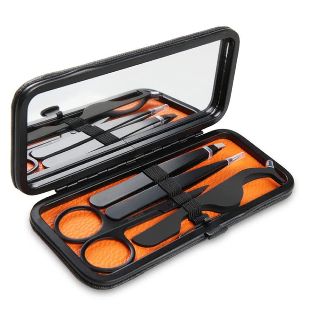 4pcs/Set Black Nose Eyelash Hair Removal Eyebrow Tweezer Flat Tip Clip Curved Scissors Trimmer Beauty and Personal Care PNAWLLCF