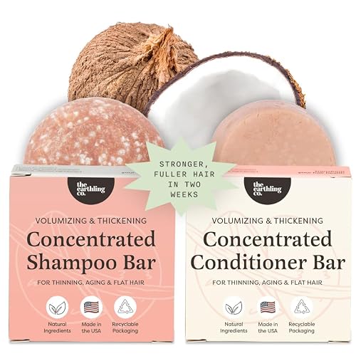 The Earthling Co. Volumizing Shampoo & Conditioner Bar Set For Thickening, Fullness, Strength, and Growth - Sulfate, SIlicone, Paraben Free for Thin Beauty & Personal Care The Earthling Co.