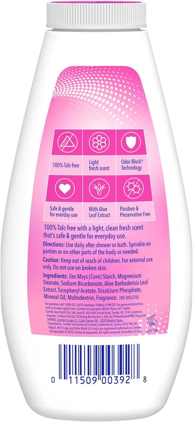 Vagisil Odor Block Deodorant Powder for Women, Helps to Prevents Chafing, Talc-Free, 8 Ounce (Pack of 1) Beauty & Personal Care Vagisil