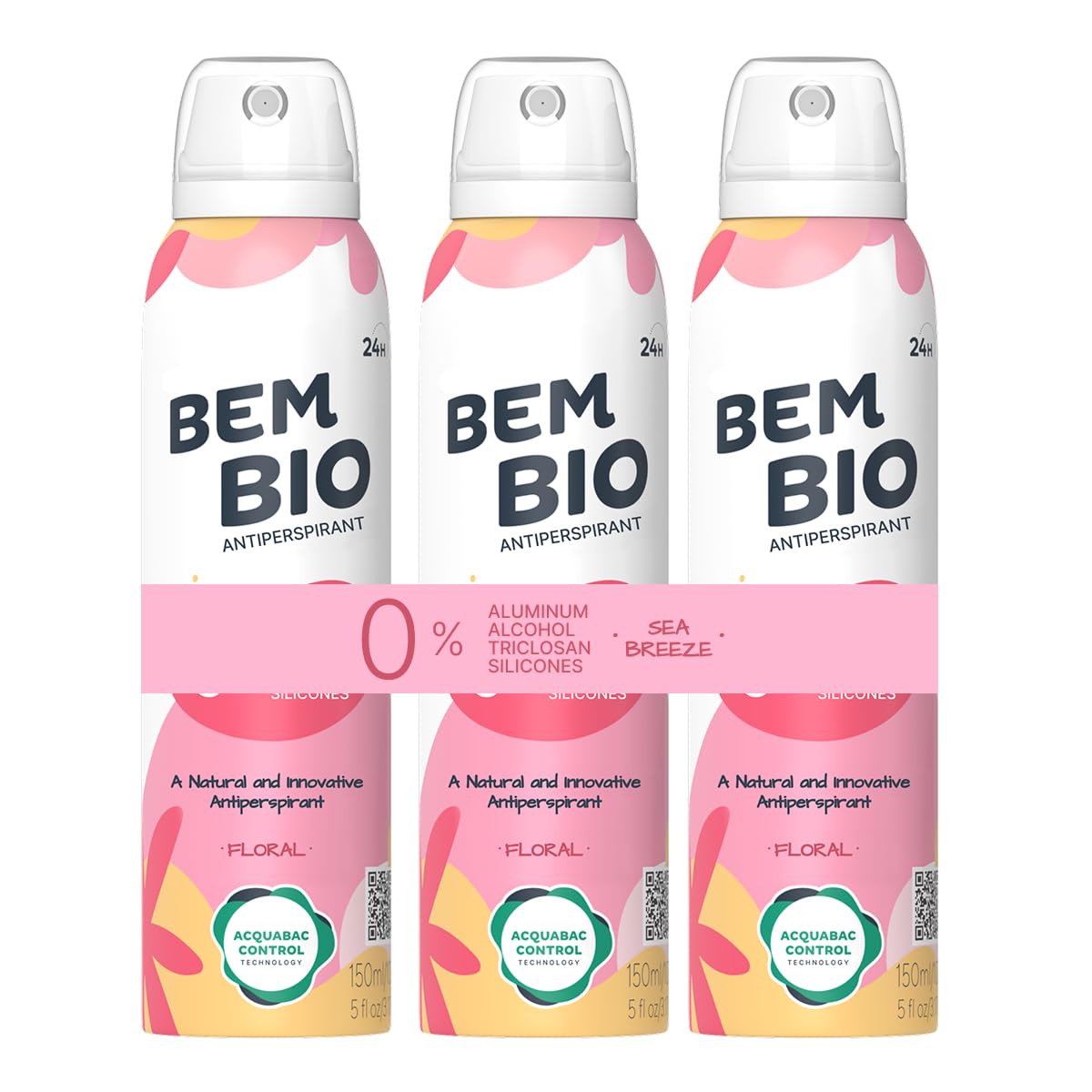 Bem Bio Floral Biotranspirant Deodorant Natural, Aluminum-Free, Vegan, 24-Hour Protection, 150ml (5.07 fl oz) Beauty and Personal Care BEM BIO
