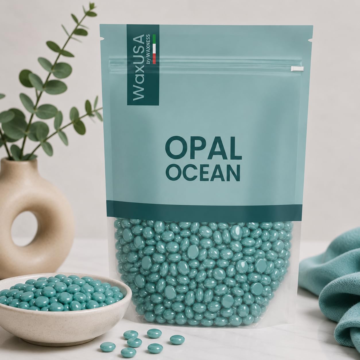 WaxUSA by Waxness Hard Wax Beads 1 lb (450g) Pack of 20 - Opal Ocean Demi-Creamy Texture - Professional Stripless Hair Removal - Made in Italy Beauty and Personal Care Waxness