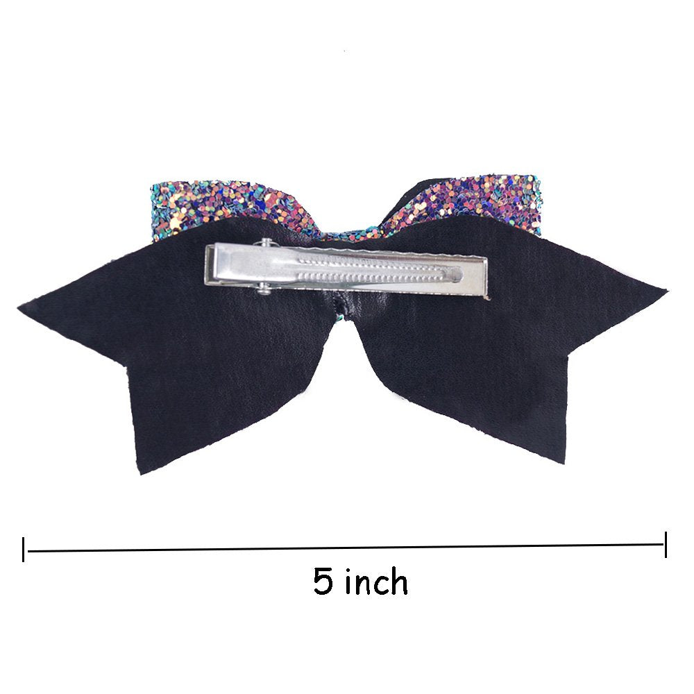 5 Inch Glitter Hair Bows Boutique Hair Clips 6 Pcs Multi Color Glitter Sequins Big Hair Bows for Baby Girls Teens Toddlers Beauty & Personal Care Yeaplike