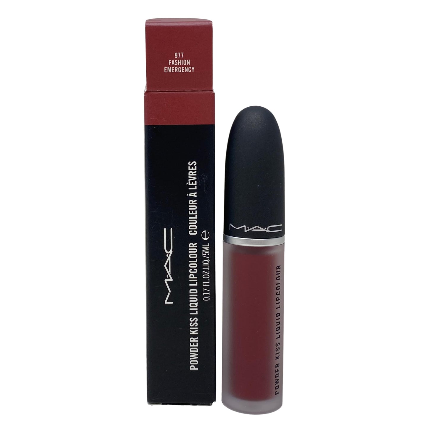 MAC Cosmetics Powder Kiss Liquid Lipcolour - 977 Fashion Emergency (Intense rose brown) .17 oz / 5 ml Beauty & Personal Care MAC