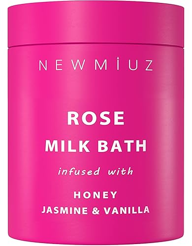 Calming Rose Coconut Milk Bath Soak Moisturize Soften Skin Honey Jasmine Vanilla Destress Luxury Spa Bath Salt Powder Stress Relief Gifts for Women Beauty & Personal Care New Miuz