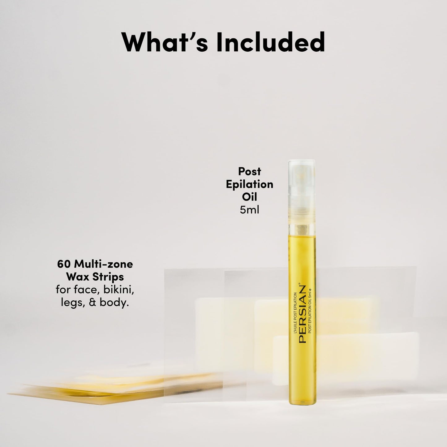 Persian Multi-Zone Wax Strips - Pre-Lined for Face, Legs, Body, Bikini & Underarms - Hair Removal Waxing Kit with Aftercare Oil - Easy, Ready-to-Use Beauty and Personal Care Persian