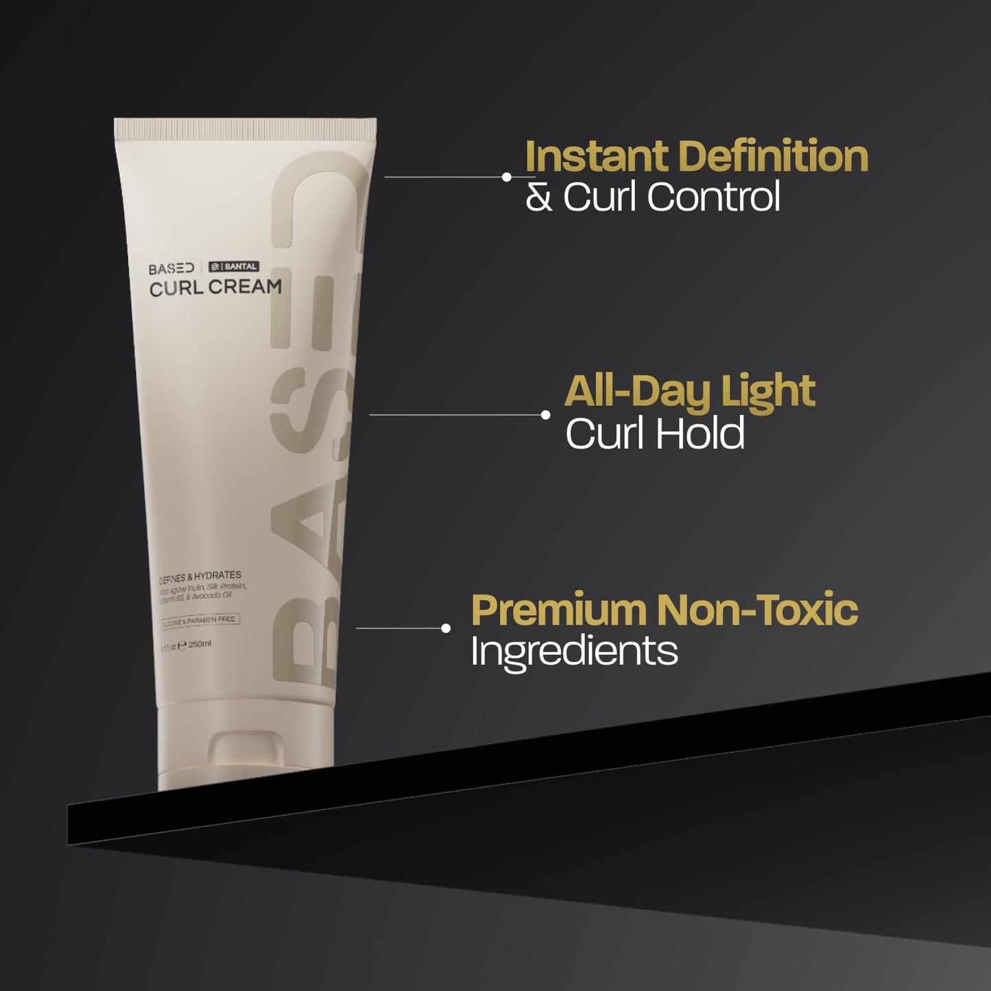 BASED Curl Cream for Men, Curl Defining Cream for Curly Hair, No Harsh Chemicals or Artificial Fragrance, Medium Hold, Hydrates & Nourishes Beauty & Personal Care BASED BODYWORKS
