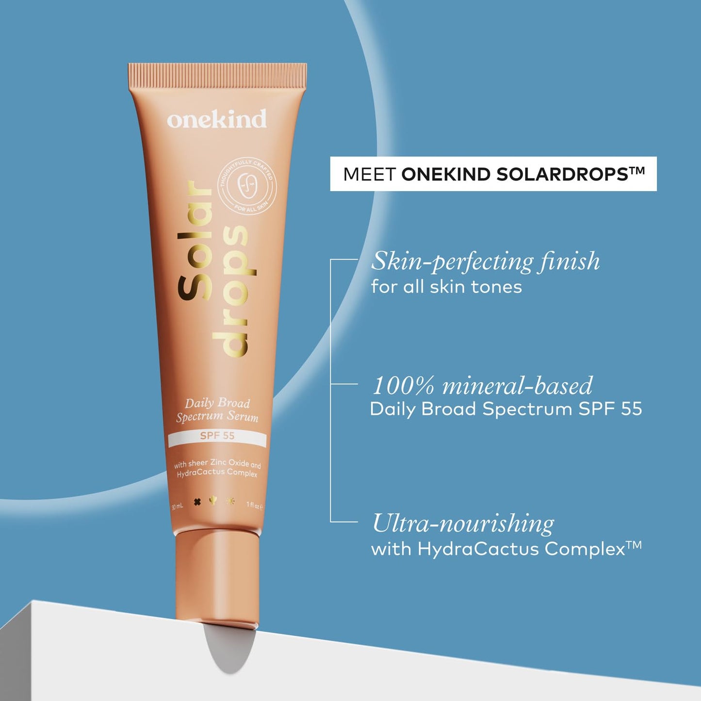 Onekind Solardrops SPF 55 Daily Mineral Sunscreen Serum for Sensitive Skin, Lightweight Wrinkle Defense Non-Comedogenic Zinc Oxide Formula with UVA Beauty & Personal Care Onekind