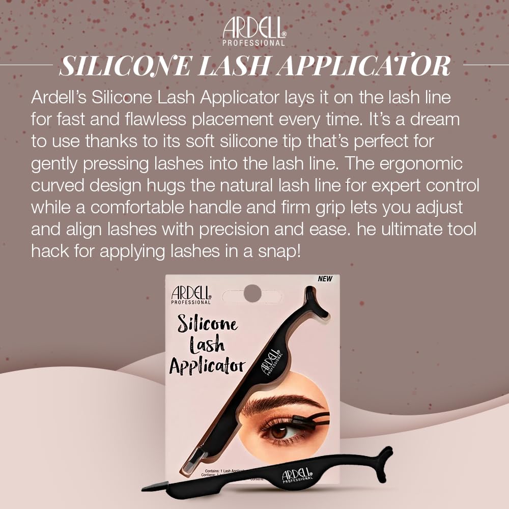 Ardell Silicone Lash Applicator Tool, Eyelash Tweezers for Lash Cluster, Strip Lashes Application, Soft Grip & Durable Design, Black