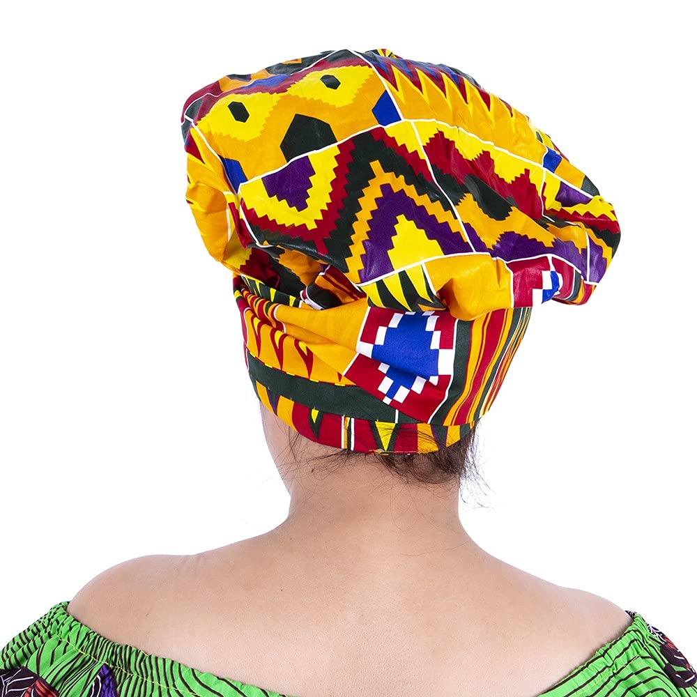 AFRICSTYLE Girl's African Print Hair Bonnet Turbans Head Headwraps Sleeping Ankara Scarf, Color_5, Large Beauty and Personal Care AFRICSTYLE