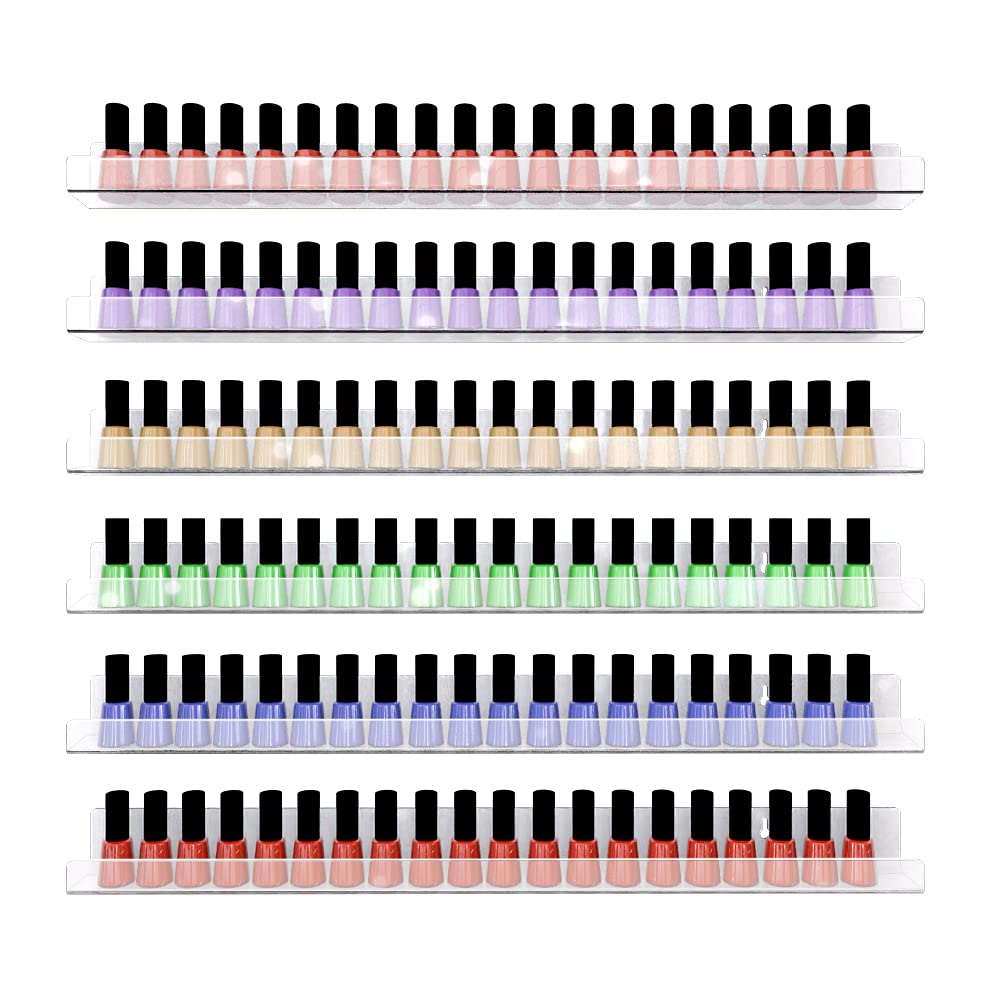 Sezanrpt 24 Inches Acrylic Nail Polish Rack for Wall, Clear Nail Polish Organizer Wall Mounted for 150 Bottles, 6 Pack Beauty & Personal Care Sezanrpt