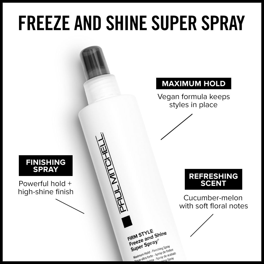 Paul Mitchell Freeze and Shine Super Hairspray, Maximum Hold, Shiny Finish Hairspray, For Coarse Hair, 16.9 fl. oz Beauty & Personal Care Paul Mitchell