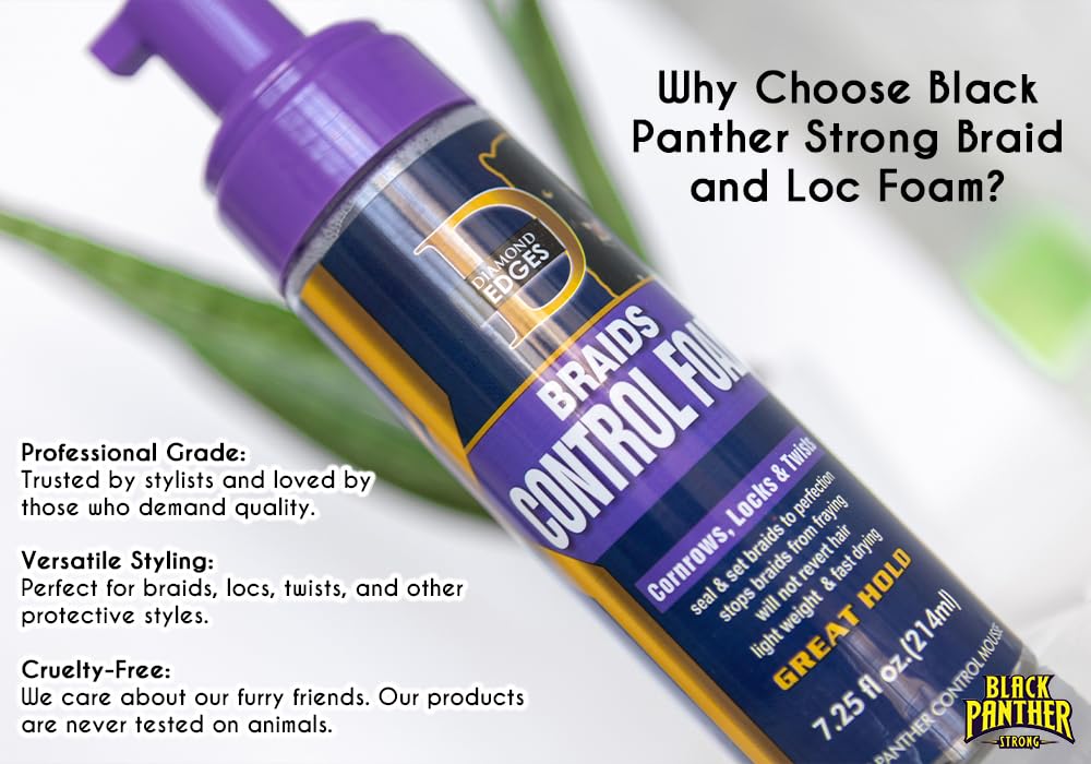 Diamond Edges Black Panther Braids Control Foam for braids Mousse 7.25 fl.oz. Great Hold Beauty & Personal Care The Roots Naturelle