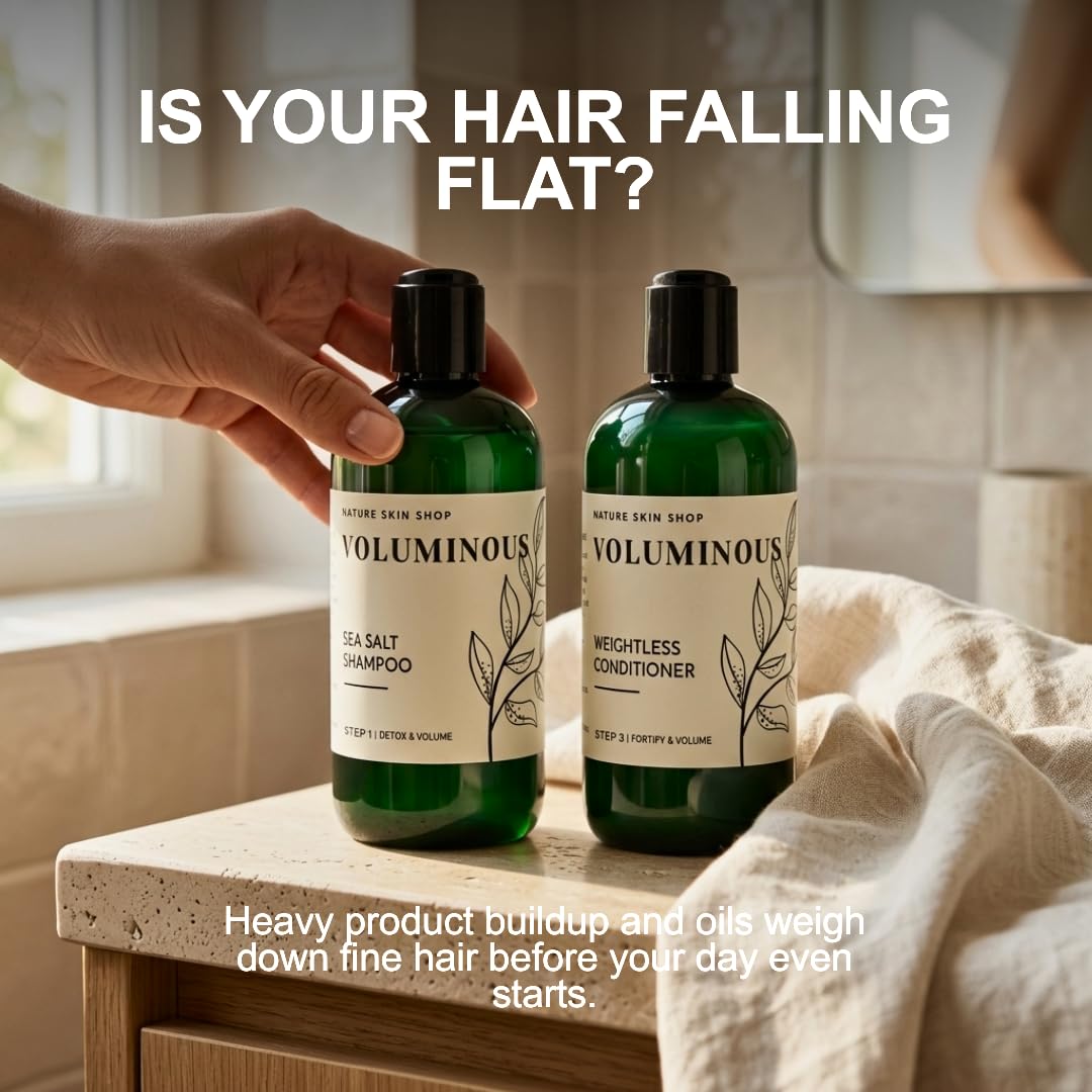 Nature Skin Shop Voluminous Sea Salt Shampoo and Conditioner Set, Clarifying for Soft or Hard Water, Removes Buildup from Fine, Oily & Flat Hair Beauty & Personal Care Nature Skin Shop