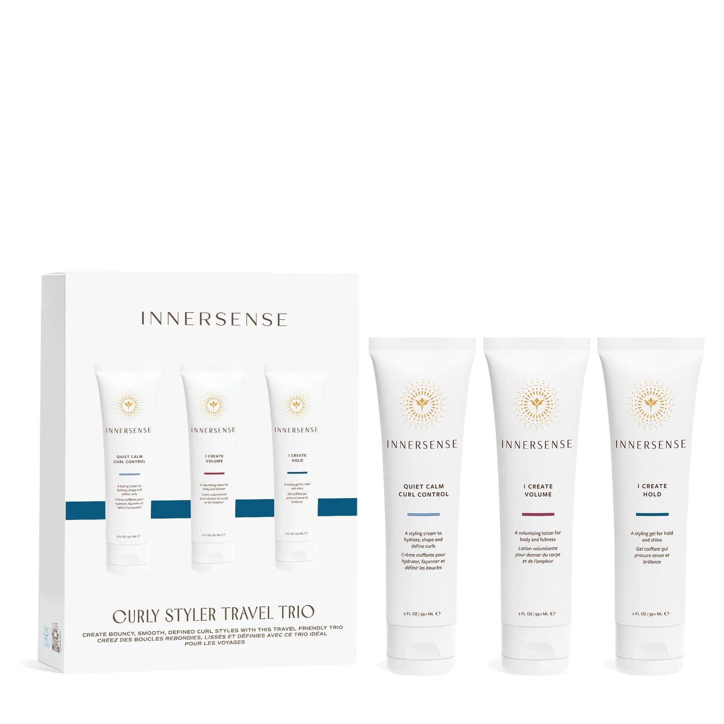 INNERSENSE Organic Beauty - Curly Styler Travel Trio | Non-Toxic, Cruelty-Free Haircare (I Create Hold, I Create Volume, Quiet Calm Curl Control) Beauty & Personal Care INNERSENSE