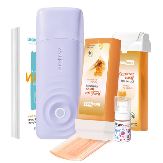 Waxfans Smart Wax Roller Kit, Roll On Wax Kit for Women & Men, Cera Para Depilar at Home Waxing Kit for Body and Legs Hair Removal, with 2 Wax Refills Beauty and Personal Care waxfans