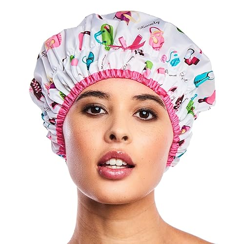 Reusable Shower & Bath Cap, Lined, Oversized Waterproof Shower Caps Large Designed for all Hair Lengths with Lining & Elastic Band Stretch Hem Hair Beauty & Personal Care Betty Dain