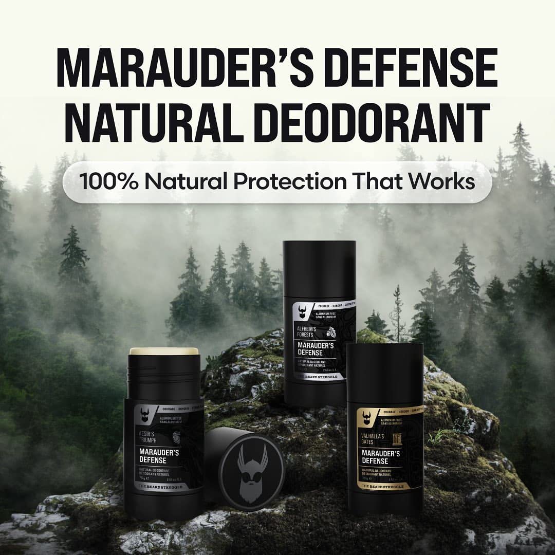 The Beard Struggle Marauder's Defense - Natural Charcoal Infused Deodorant Men, Aluminum Free - Platinum Collection, Aesir's Triumph - 2.65 oz Beauty and Personal Care The Beard Struggle