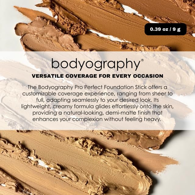 Bodyography Pro Perfect Foundation Stick - Demi-Matte Finish with A Natural Look - Enhancer for Concealing, Highlighting, and Contouring - Vitamin C Beauty & Personal Care Bodyography
