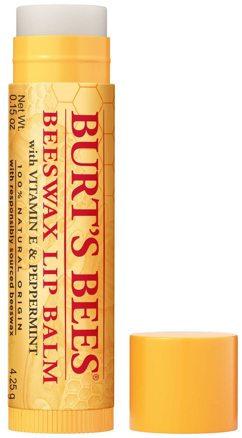 Burt's Bees Lip Balm Stocking Stuffers, Moisturizing Lip Care Holiday Gift, 100% Natural, Original Beeswax with Vitamin E & Peppermint Oil (4 Pack) Beauty and Personal Care Burt's Bees