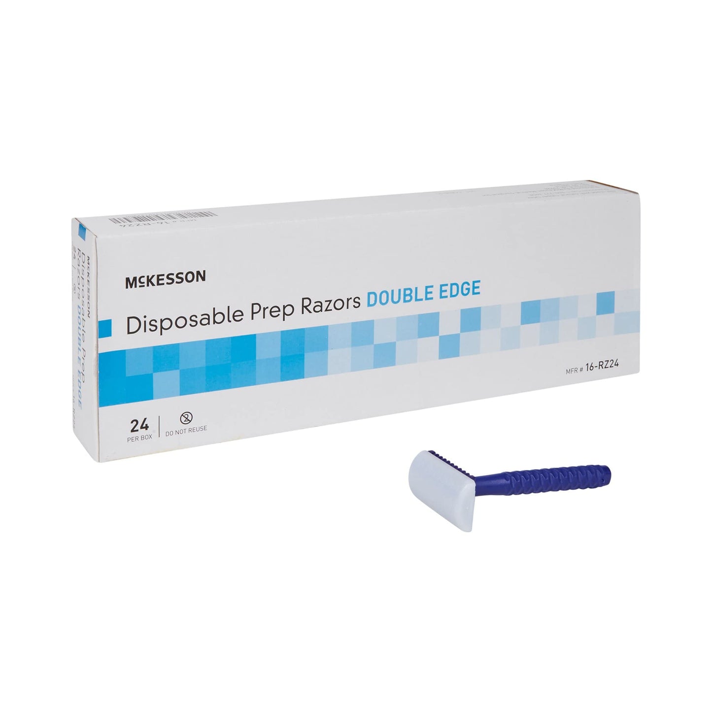 McKesson Disposable Razors [24 Count] Prep Shaving Razor, Single Blade Double Edge, Stainless Steel Blade, For Men and Women, Bulk, Blue Beauty and Personal Care McKesson