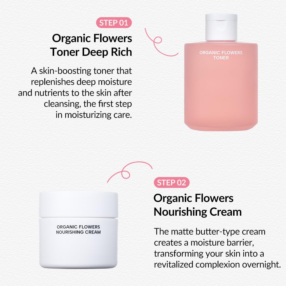 Whamisa Organic Flowers Nourishing Cream, 95.2% Organic, Waterless Formula, Fermented Ingredient Formula for Deep Hydration & Skin Comfort Beauty & Personal Care Whamisa