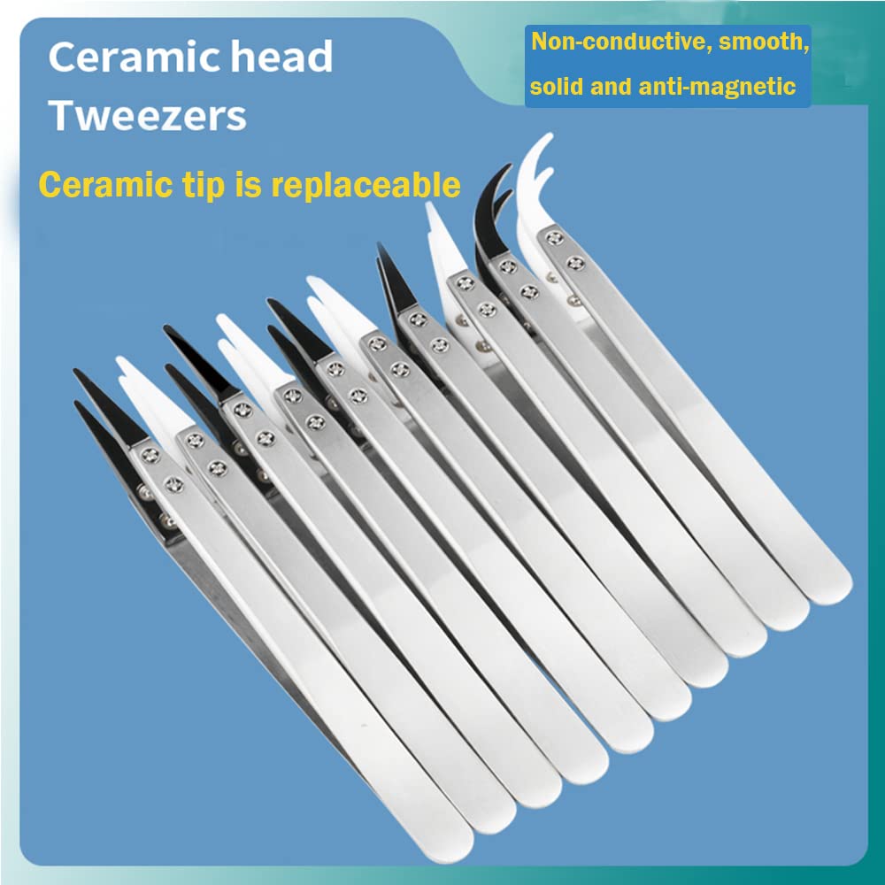 Utoolmart Straight Pointed Ceramic Tips Replaceable Heat Resistance Non-Conductive Heads for Ceramic Tweezers Black 2 Pairs Beauty and Personal Care Utoolmart