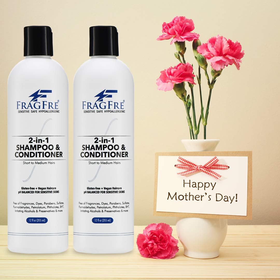 FRAGFRE 2 in 1 Shampoo and Conditioner 12 oz (2-Pack Gift Set) - Fragrance Free Conditioning Shampoo for Short to Medium Hairs - Color Safe - Sulfate Beauty & Personal Care FRAGFRE