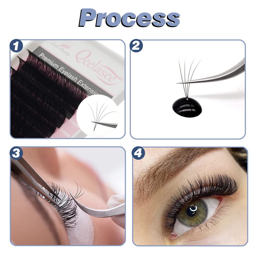 Qeelasee Faux Mink Silk Eyelash Extensions 0.03mm D Curl 12mm Semi-Permanent Individual Lashes Extension Professional Salon Use Beauty & Personal Care Qeelasee