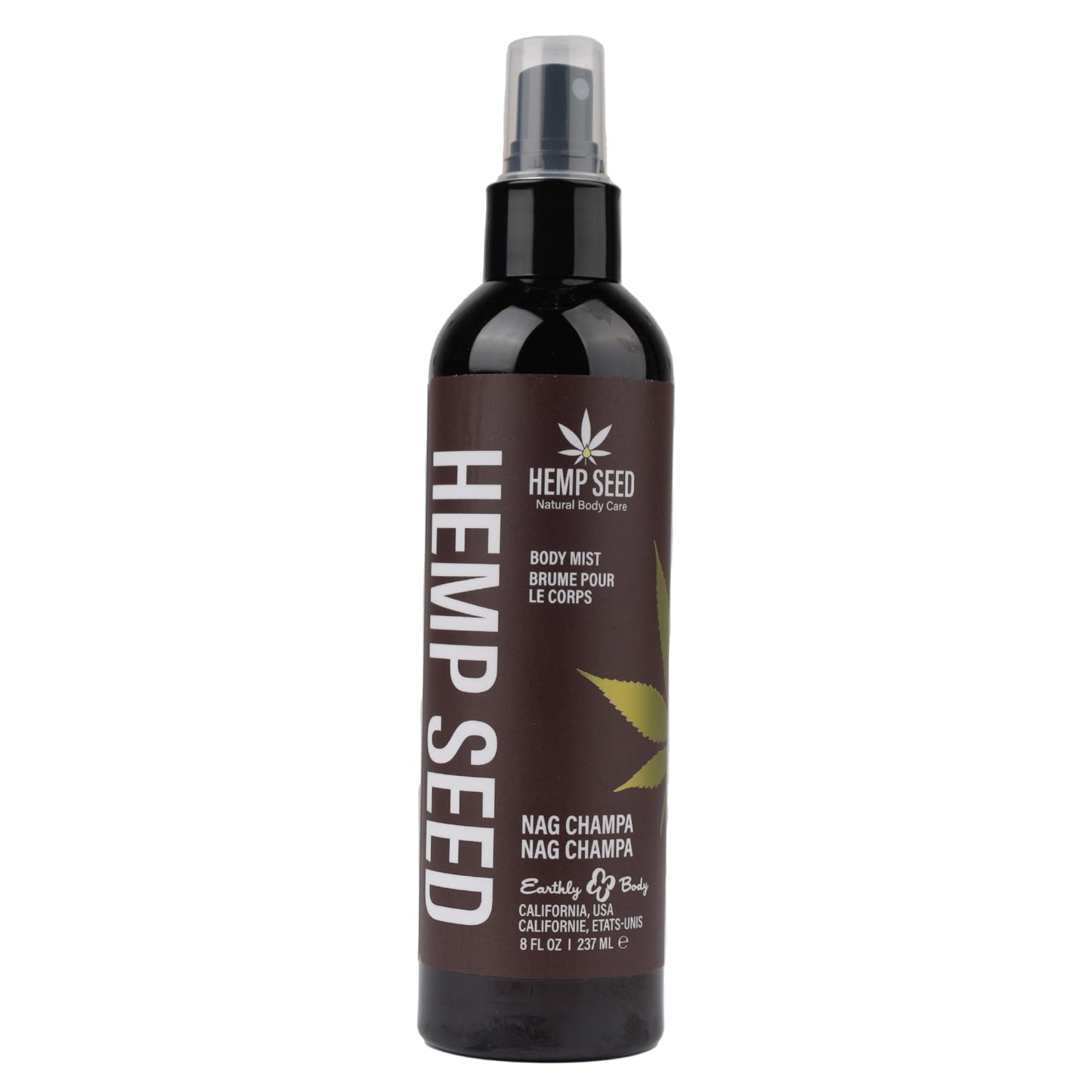 Hemp Seed Body Mist, Nag Champa - 8 fl oz - Moisturizes, Invigorates & Protects Skin - With Hemp Seed Oil, Chamomile & Aloe Vera - Vegan, Cruelty Free Beauty & Personal Care Earthly Body