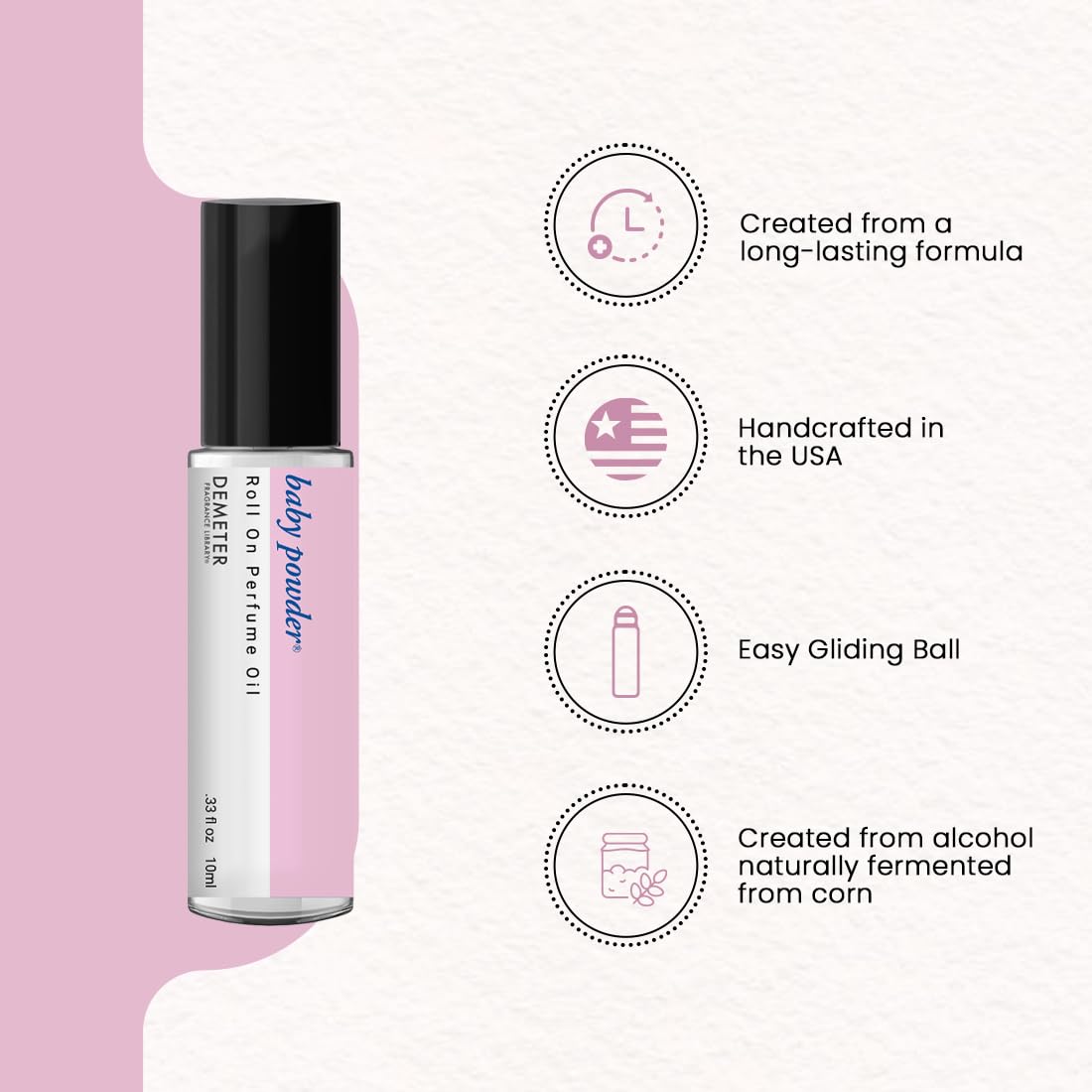 DEMETER Baby Powder Roll On Perfume Oil, 0.33 Oz, Long-Lasting Beauty & Personal Care DEMETER